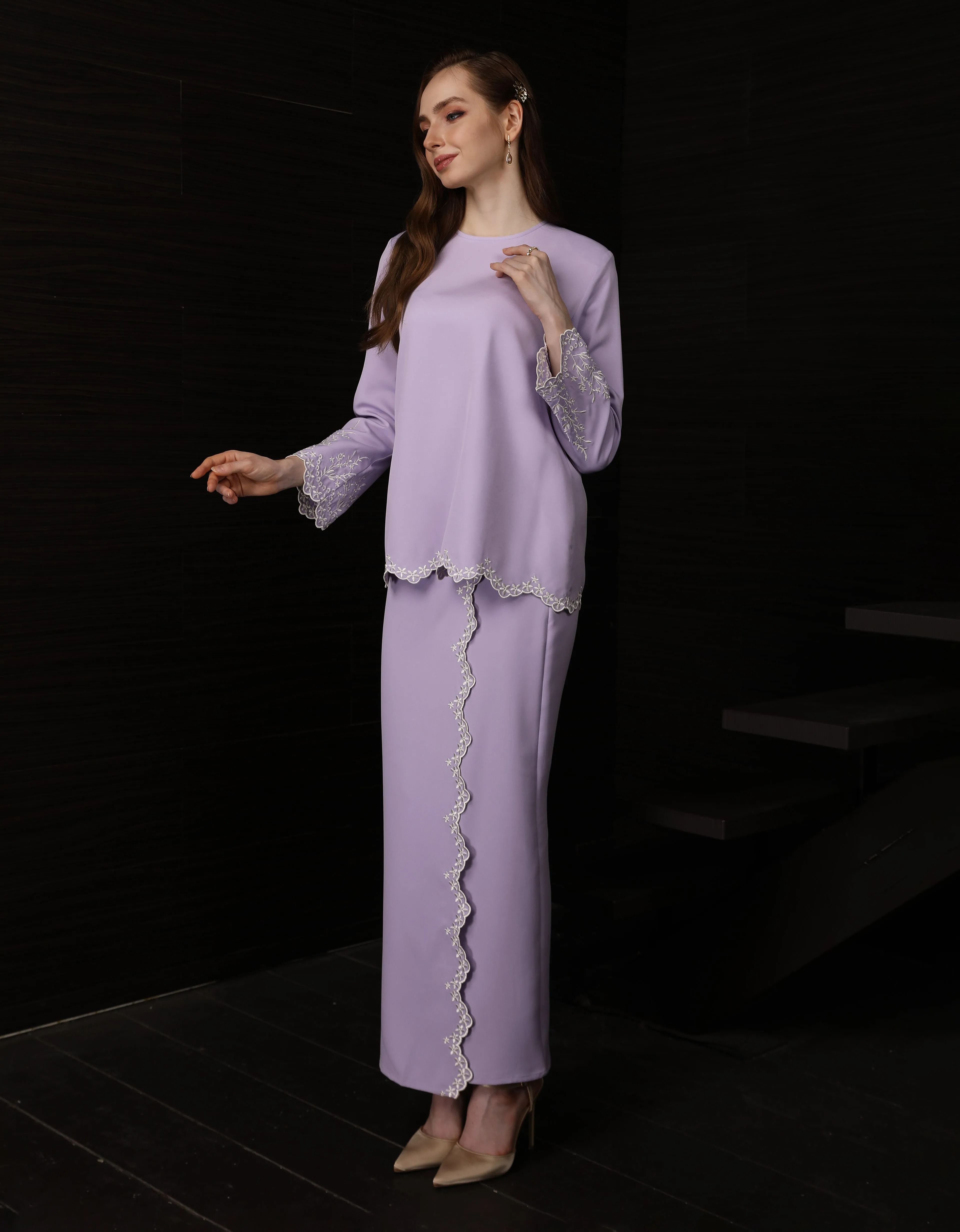 BAJU KURUNG KEDAH ABELIA (LILAC)