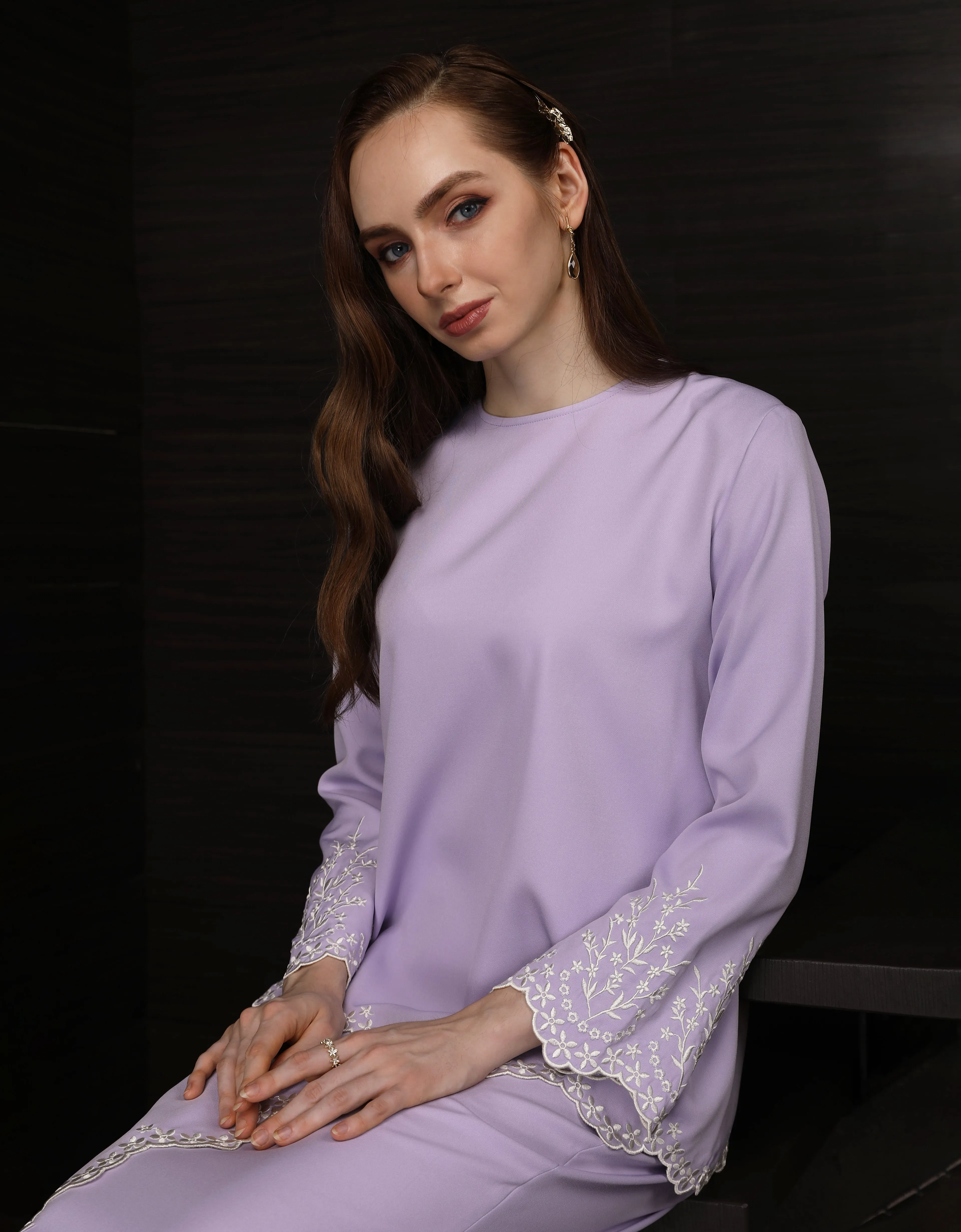 BAJU KURUNG KEDAH ABELIA (LILAC)