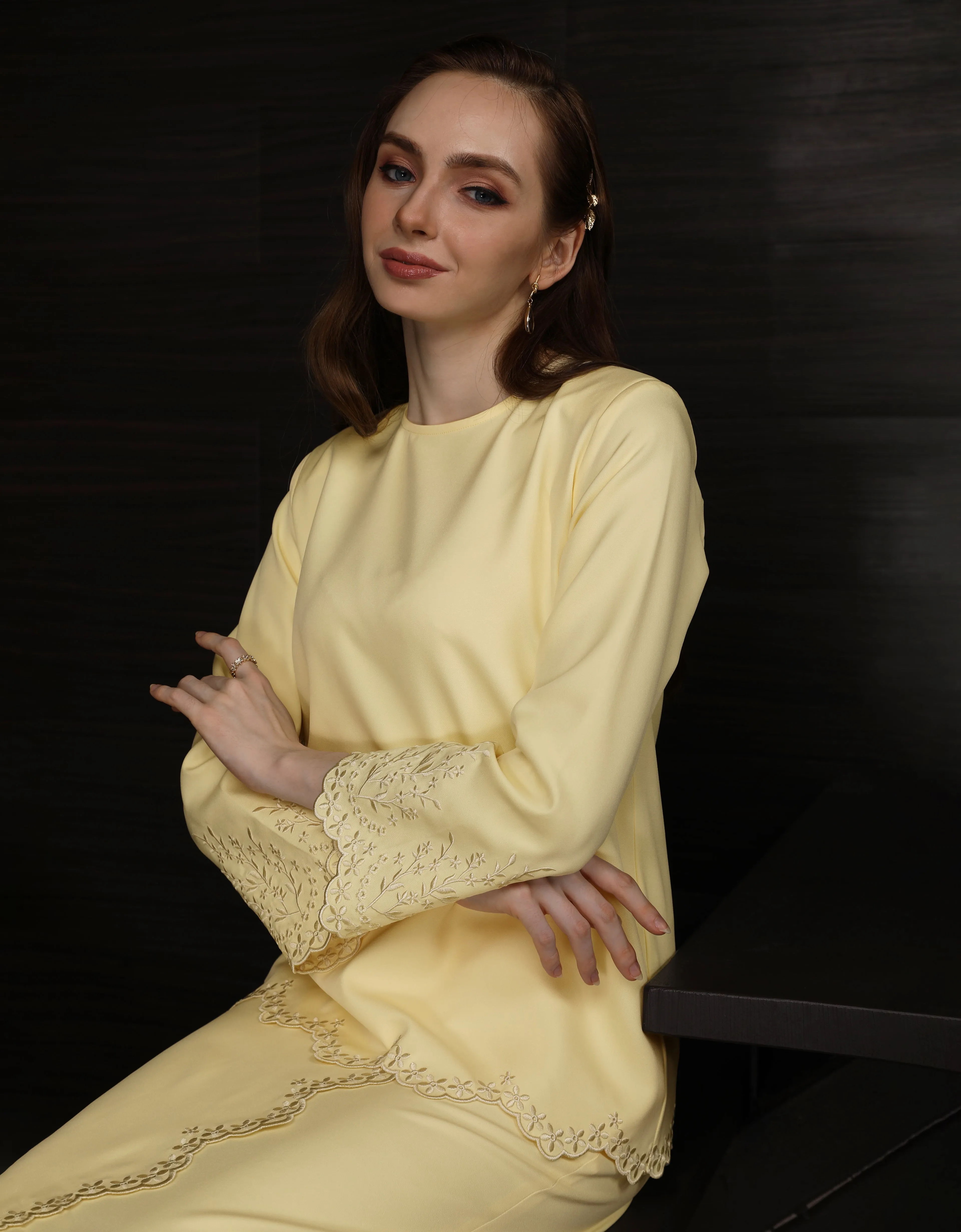 BAJU KURUNG KEDAH ABELIA (YELLOW)
