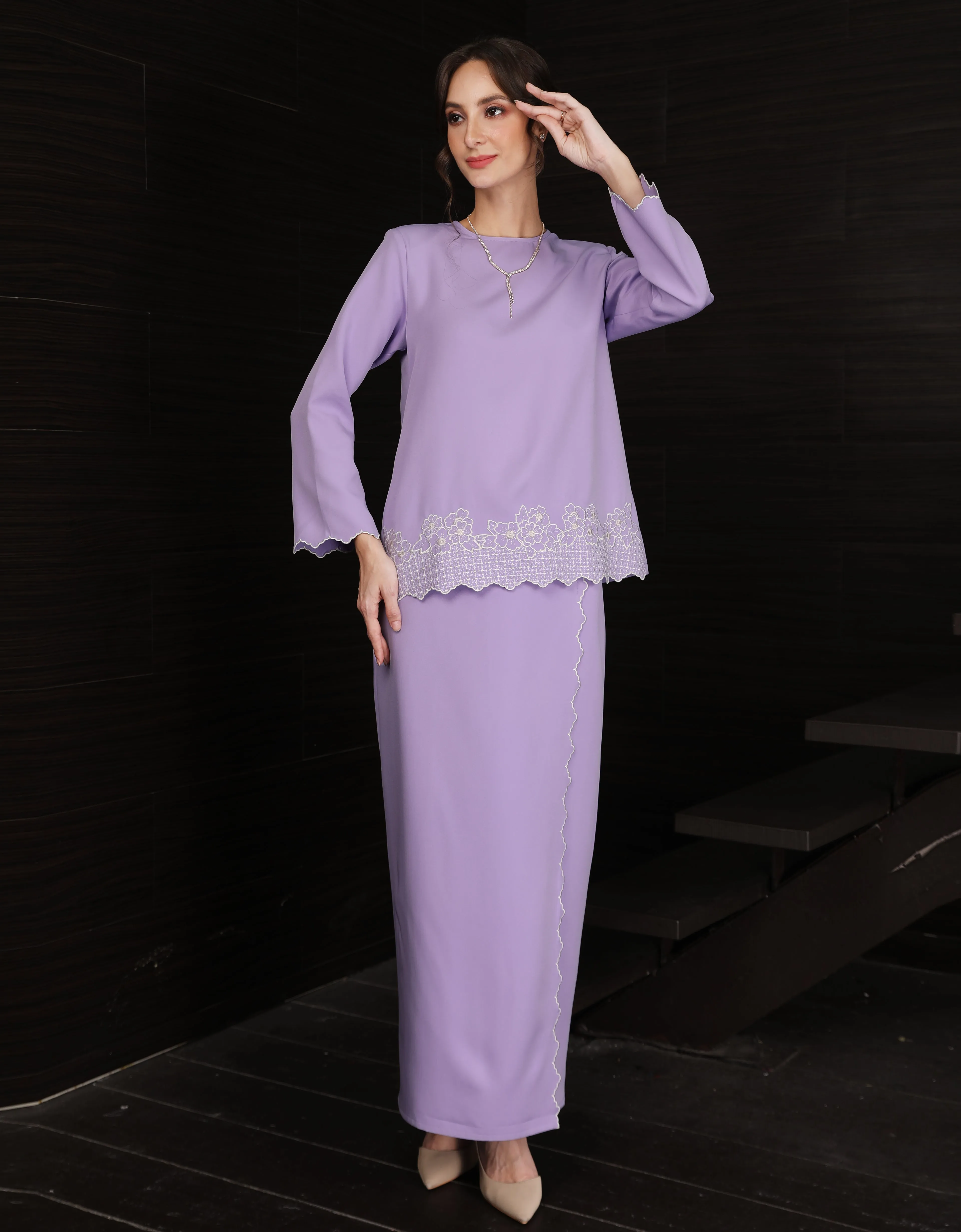 BAJU KURUNG KEDAH AGNES (LILAC)