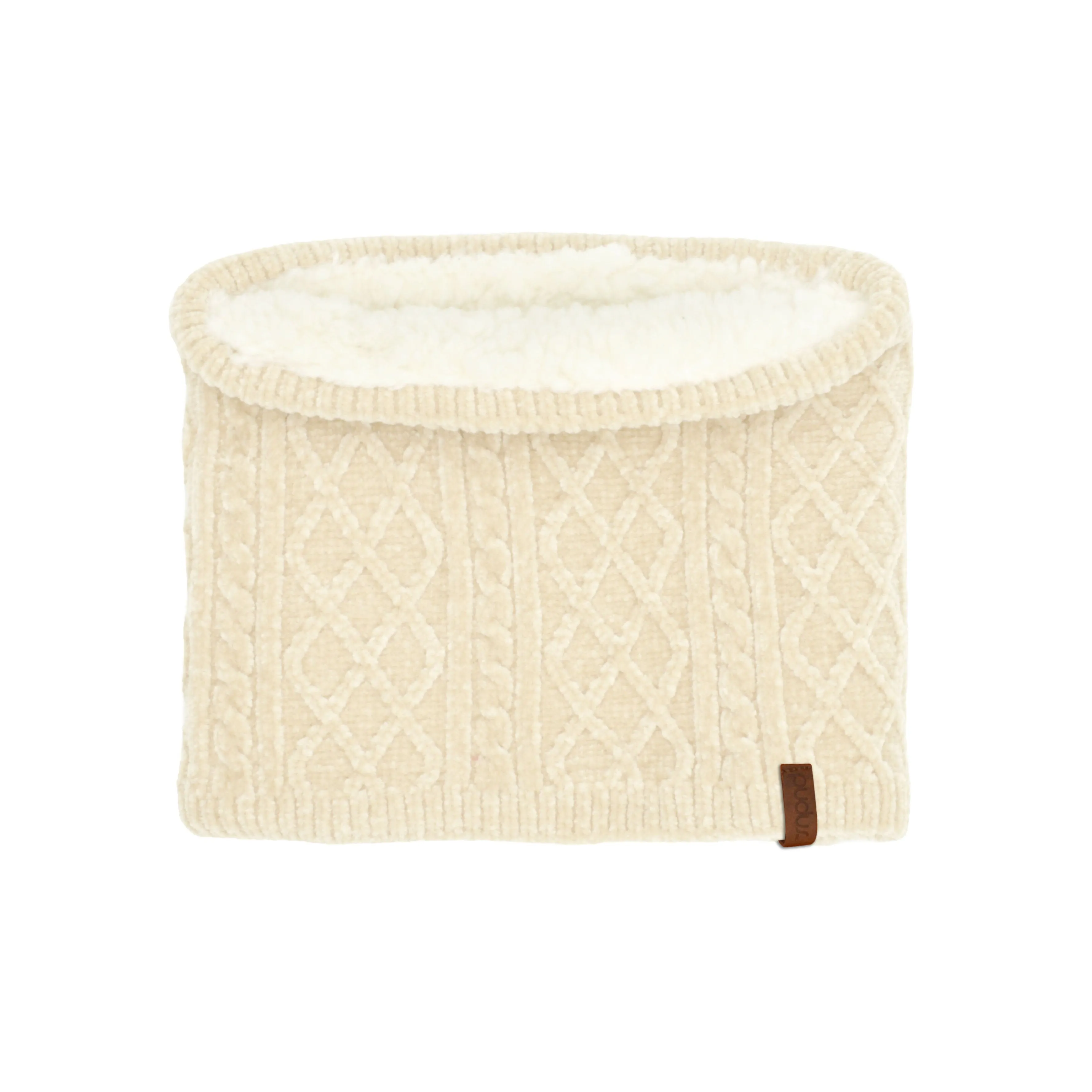 Cable Knit White Chenille - Snood Scarf