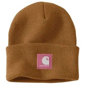 'Carhartt' Knit Rubber Patch Beanie - Carhartt Brown