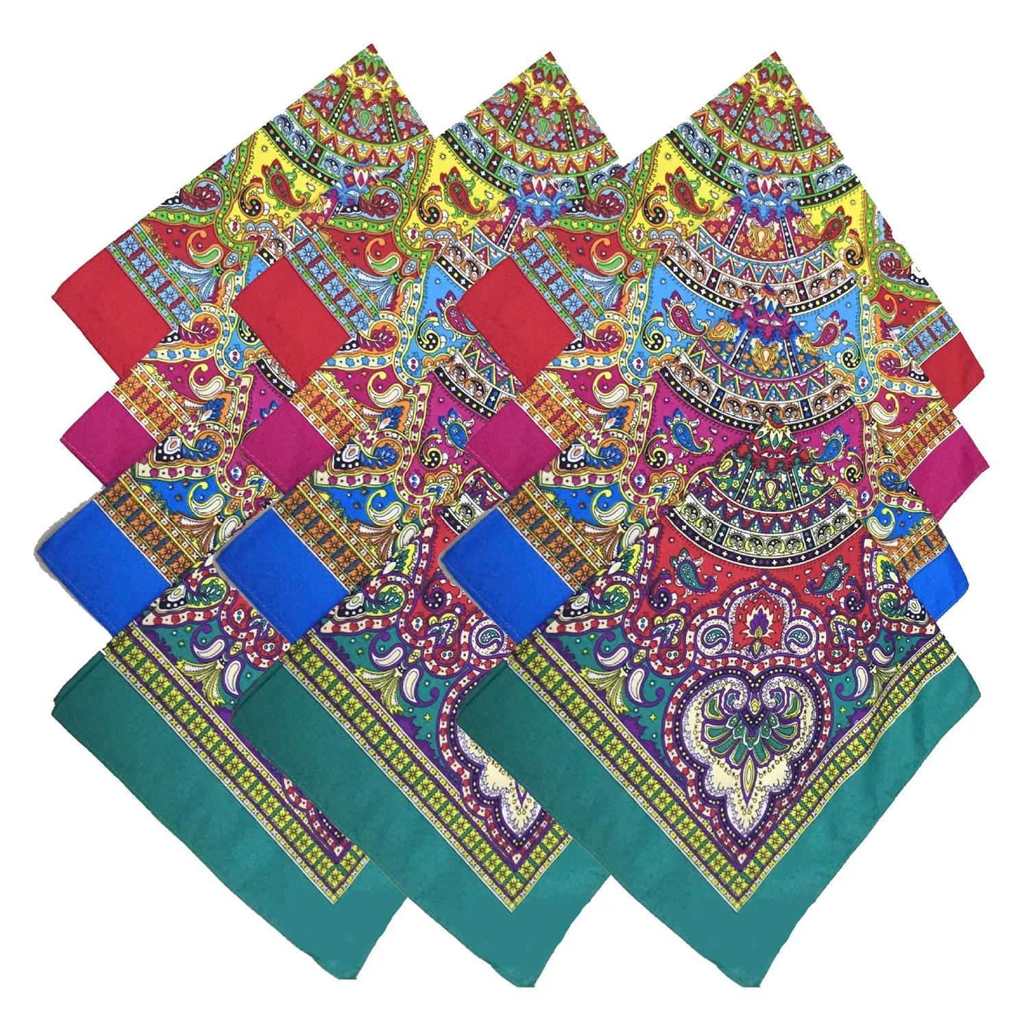 Cotton Retro Bandanas 12 Pack 22"x22" Unisex Novelty Paisley Kerchiefs
