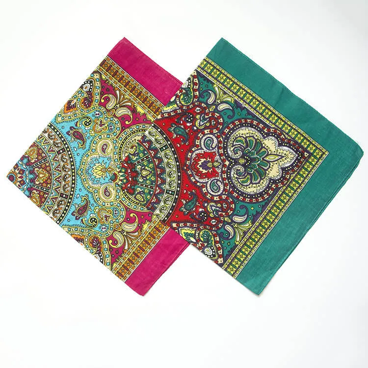 Cotton Retro Bandanas 12 Pack 22"x22" Unisex Novelty Paisley Kerchiefs