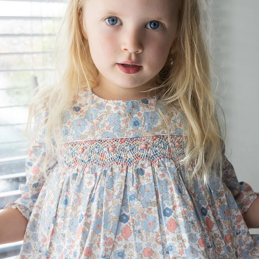 Ella print Hand Smocked Dress