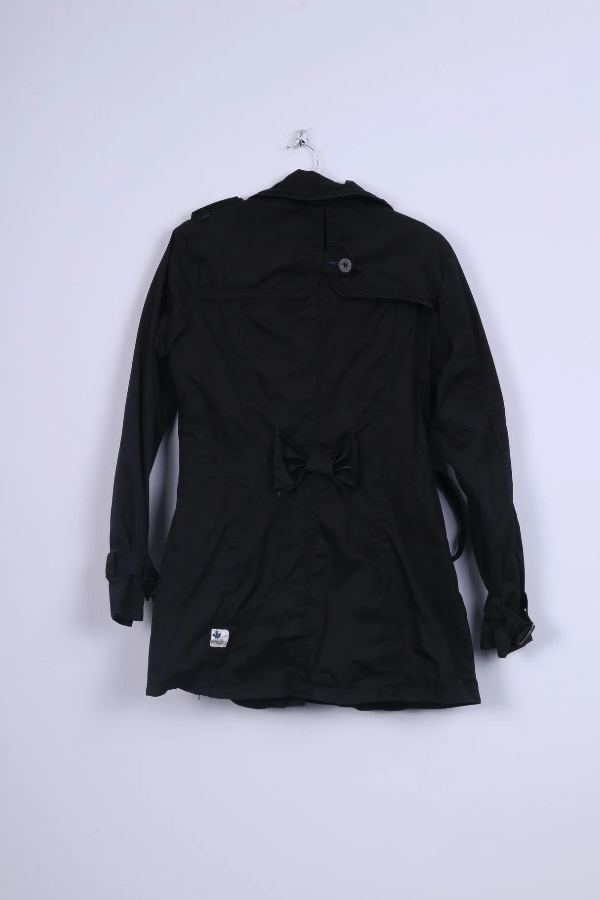 Khujo Womens XL Parka Jacket Double Breasted Black Cotton