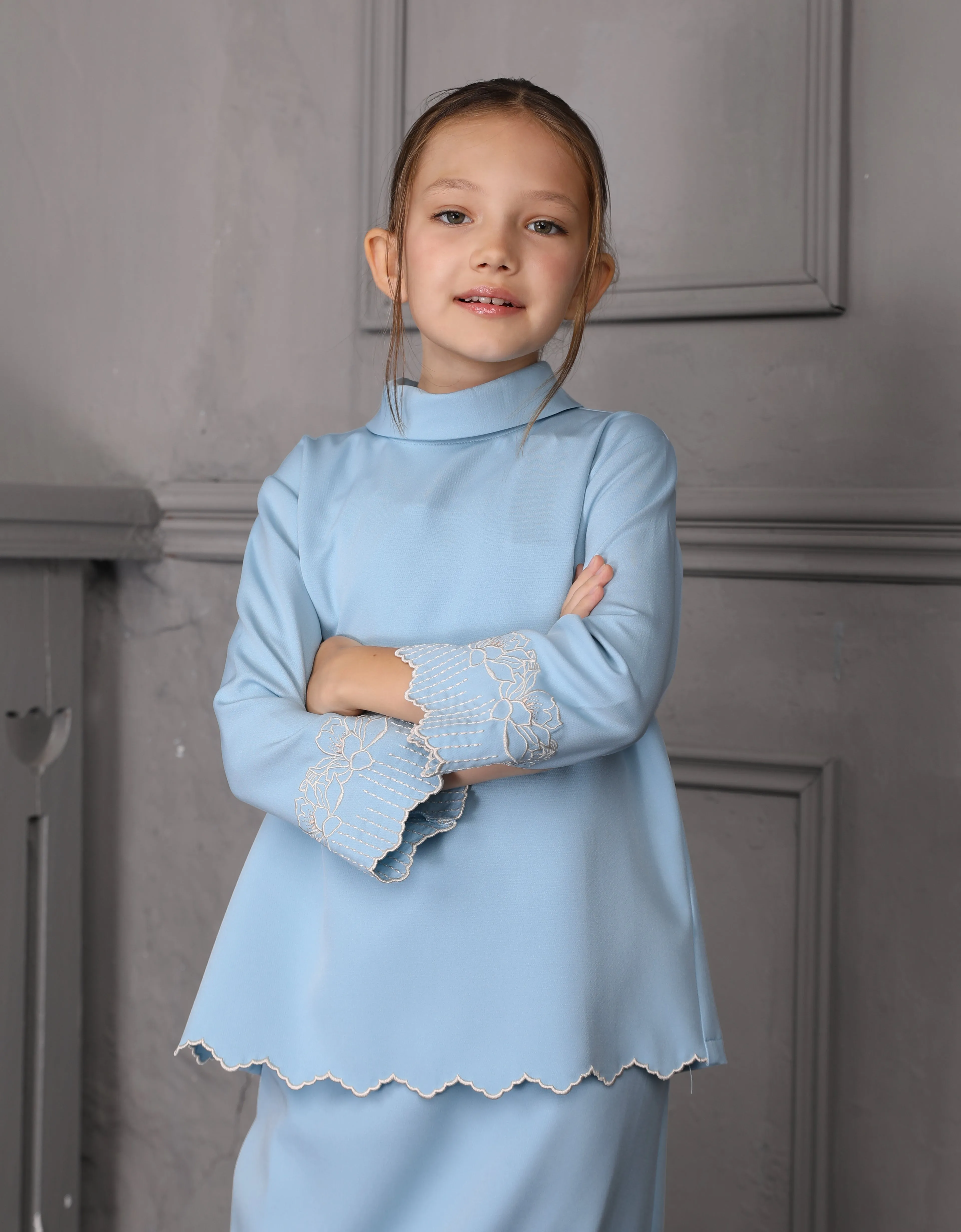 KIDS BAJU KURUNG KEDAH DOVIE (DUSTY BLUE)