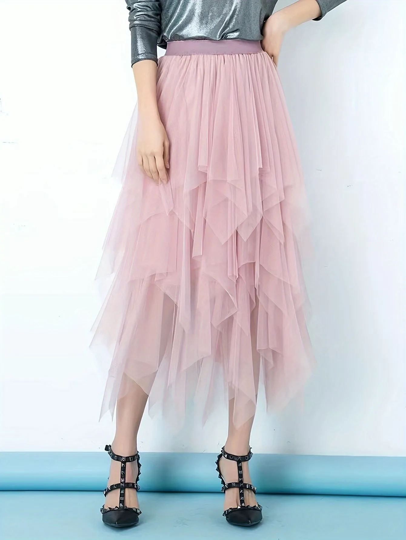 Lace Tiered High Waist Midi Skirt for Spring  Summer