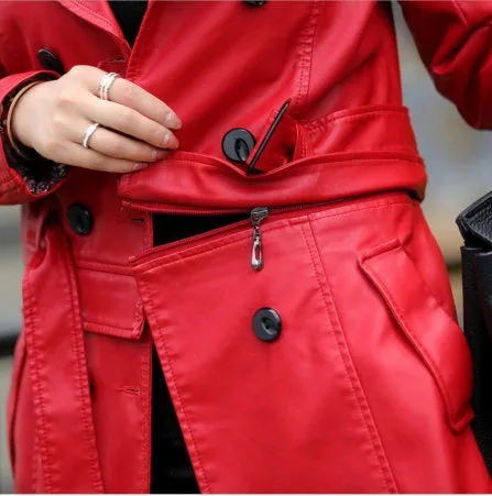 Luke – Slim-fit PU Leather Trench Coat
