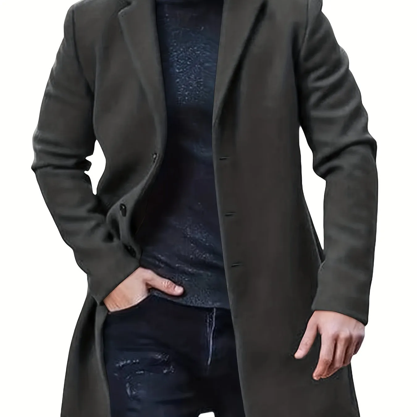 Men's Retro Trench Coat, Semi-formal Warm Single Breasted Overcoat For Fall Winter Business