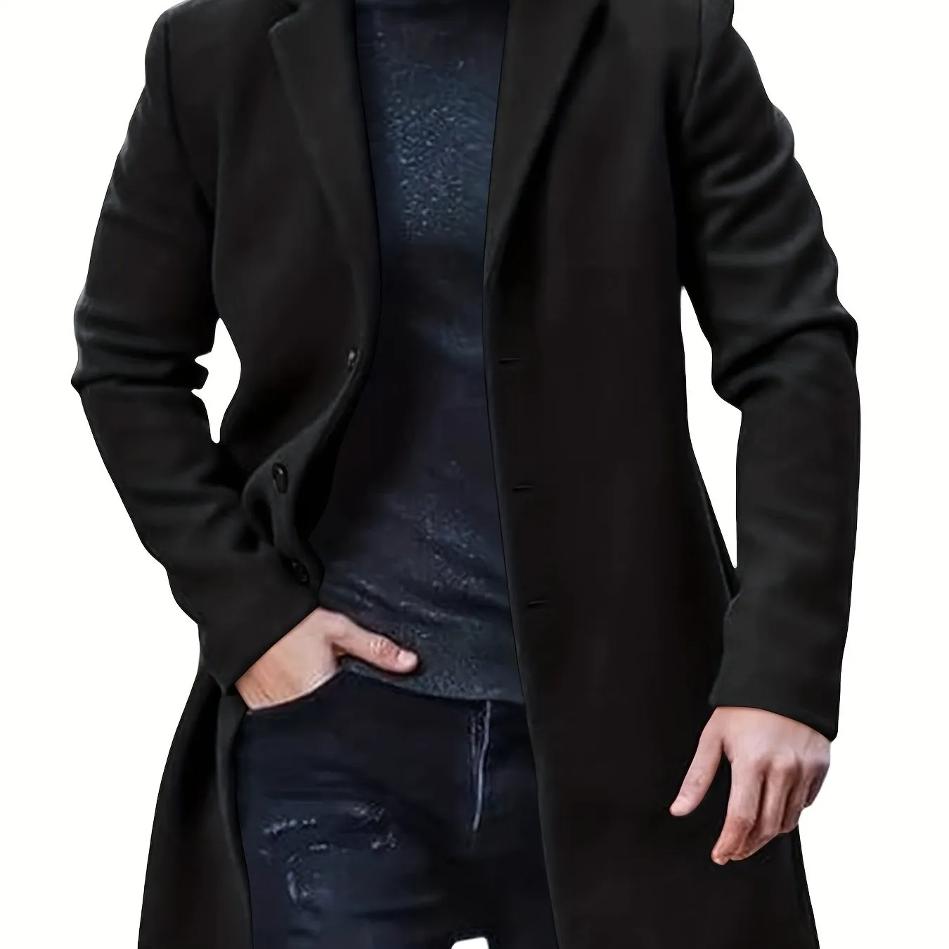 Men's Retro Trench Coat, Semi-formal Warm Single Breasted Overcoat For Fall Winter Business