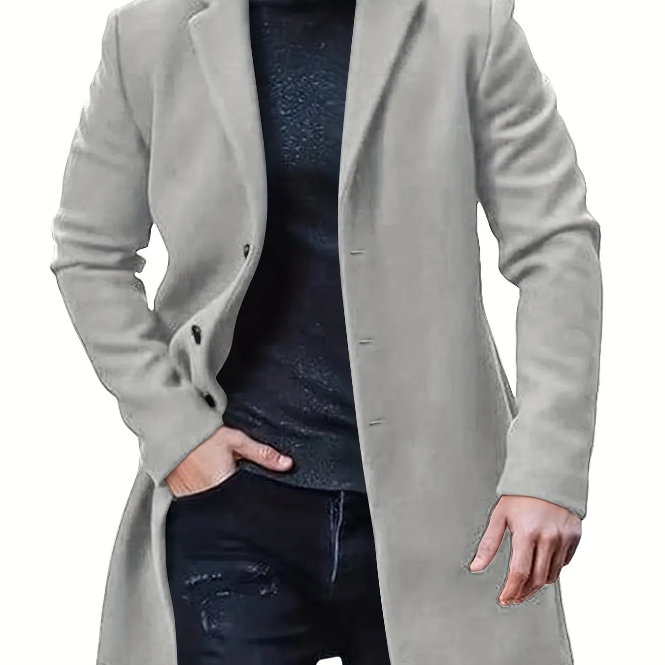 Men's Retro Trench Coat, Semi-formal Warm Single Breasted Overcoat For Fall Winter Business