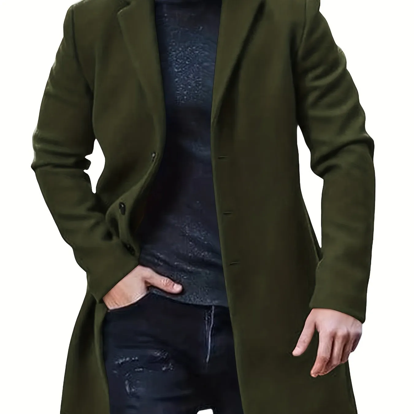 Men's Retro Trench Coat, Semi-formal Warm Single Breasted Overcoat For Fall Winter Business