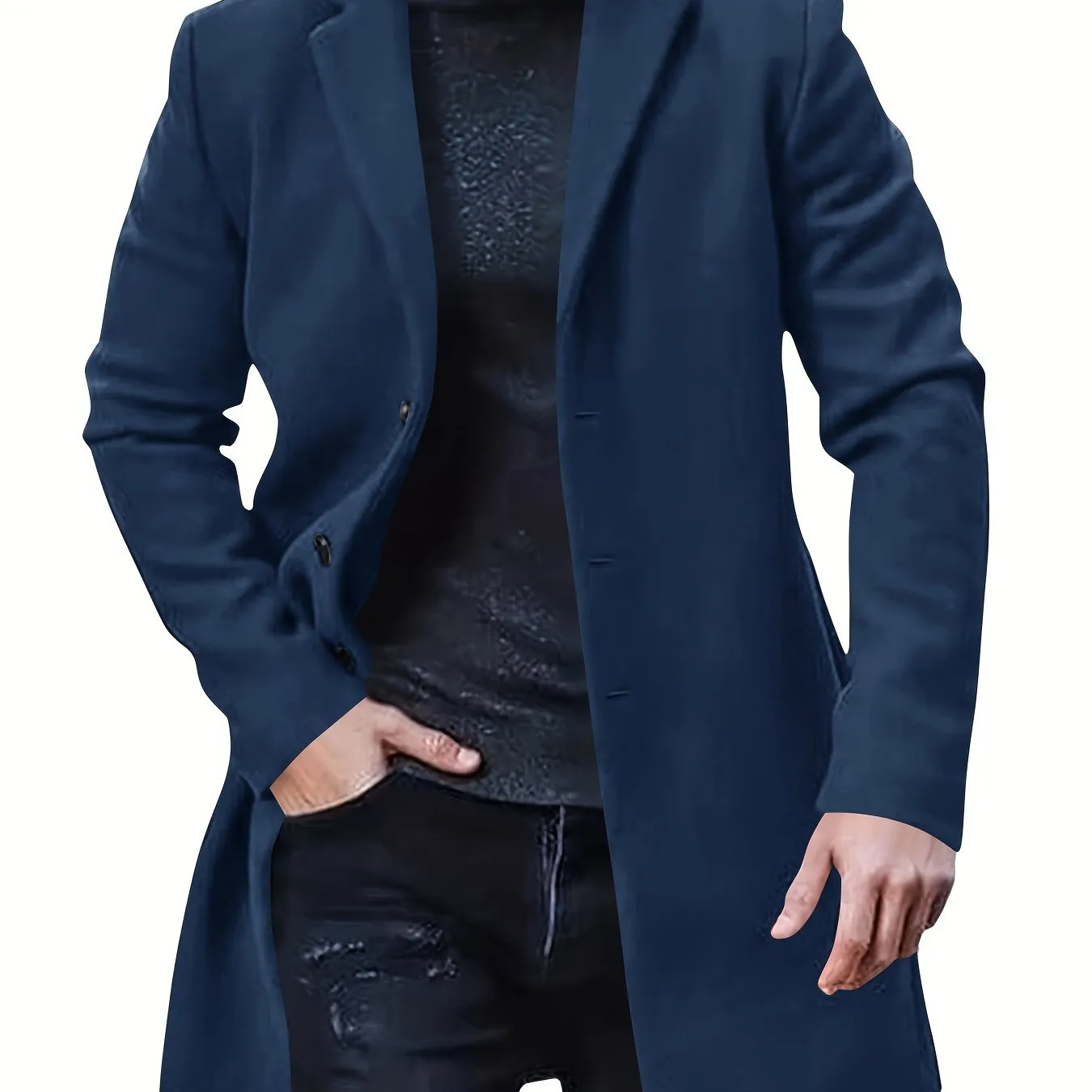 Men's Retro Trench Coat, Semi-formal Warm Single Breasted Overcoat For Fall Winter Business