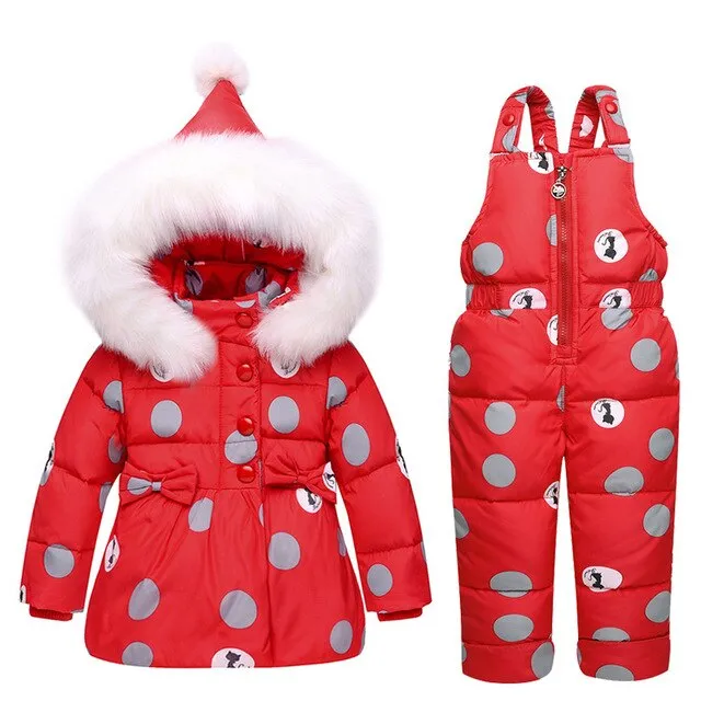 MOF Kids girls snowsuit toddler puffer hooded jacket & bib pants