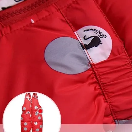 MOF Kids girls snowsuit toddler puffer hooded jacket & bib pants