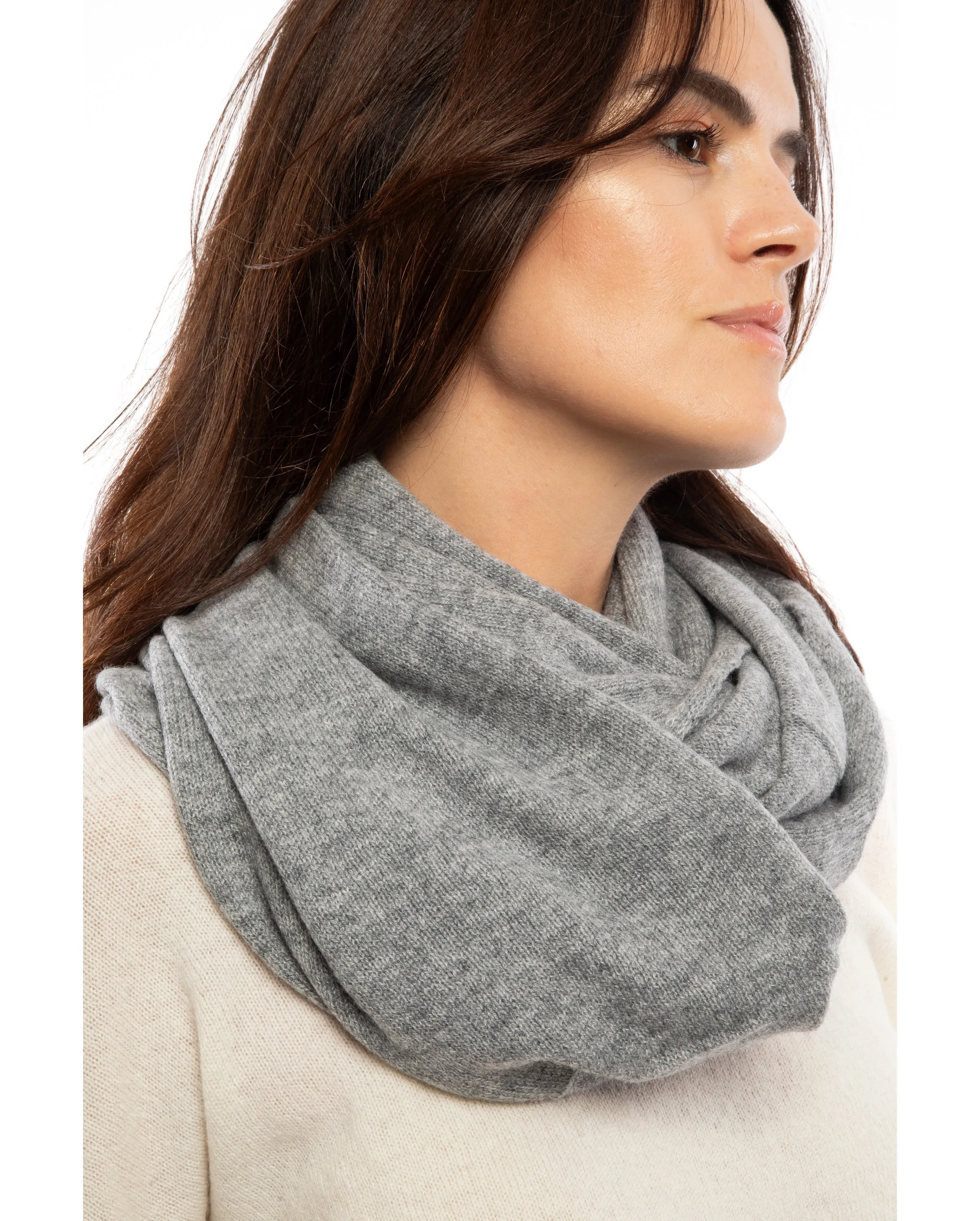 NEW FALL 24 - Women's Maxi Cashmere Neck Scarf Melange Blue
