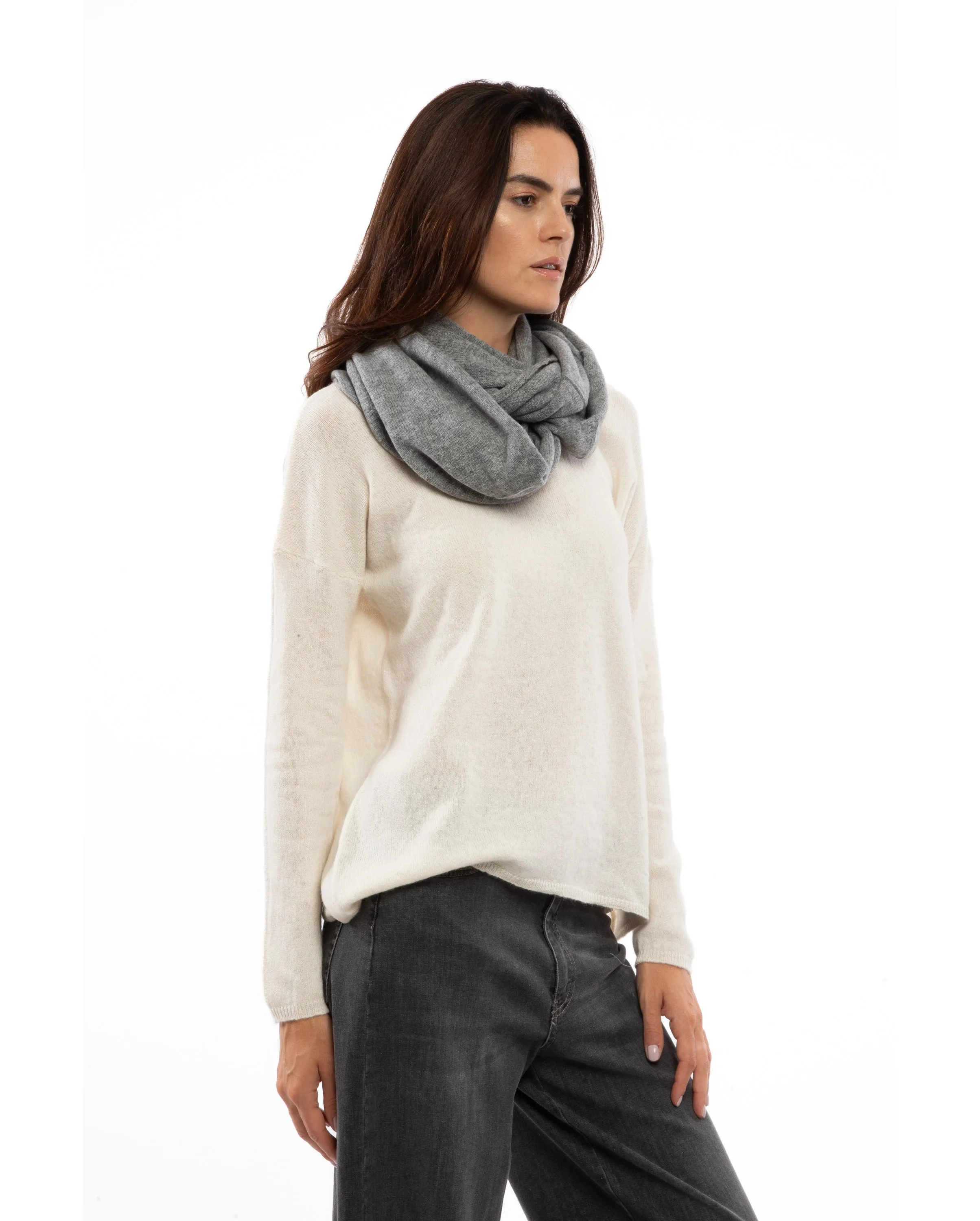 NEW FALL 24 - Women's Maxi Cashmere Neck Scarf Melange Blue