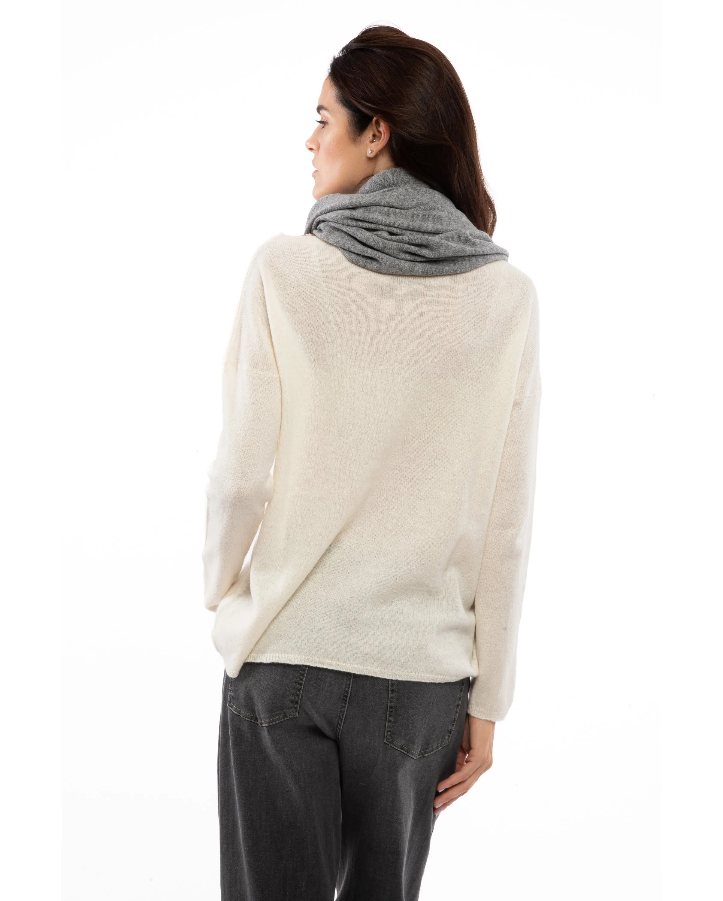 NEW FALL 24 - Women's Maxi Cashmere Neck Scarf Melange Blue