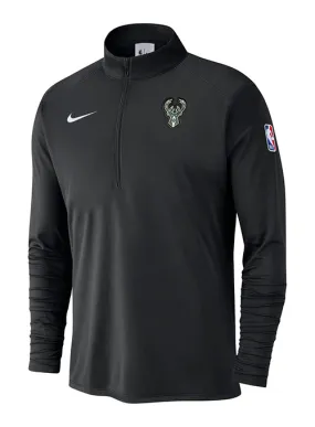 Nike On-Court 2024-25 Black Milwaukee Bucks 1/2-Zip Pullover