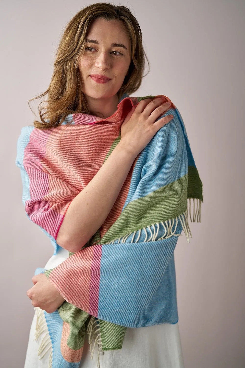 Oversized Blanket Scarf: Azure Stripe