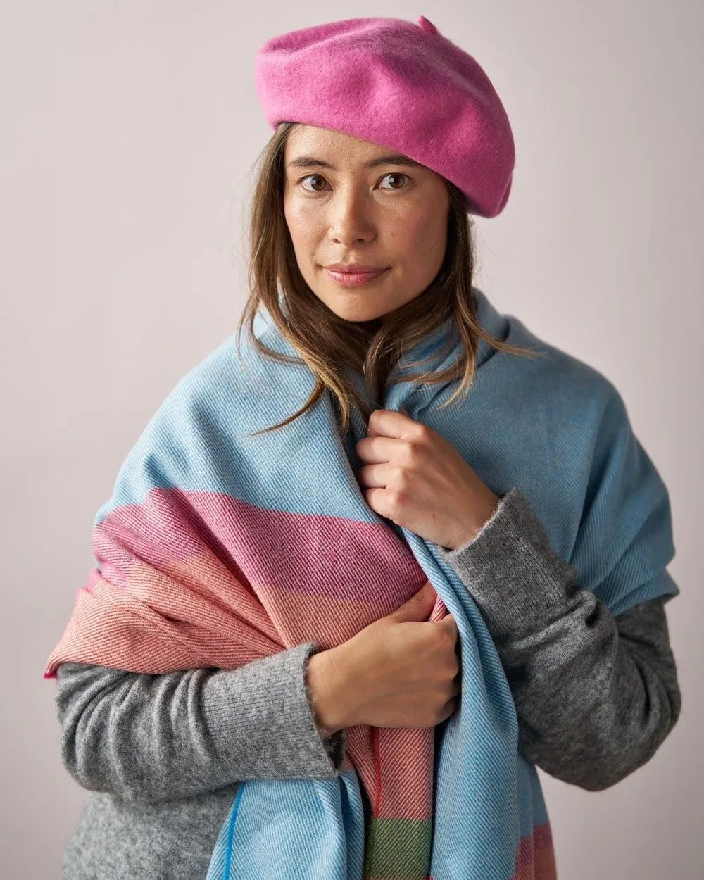 Oversized Blanket Scarf: Azure Stripe