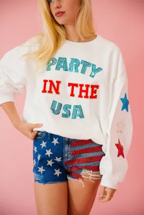 PARTY IN THE USA WHITE PULLOVER