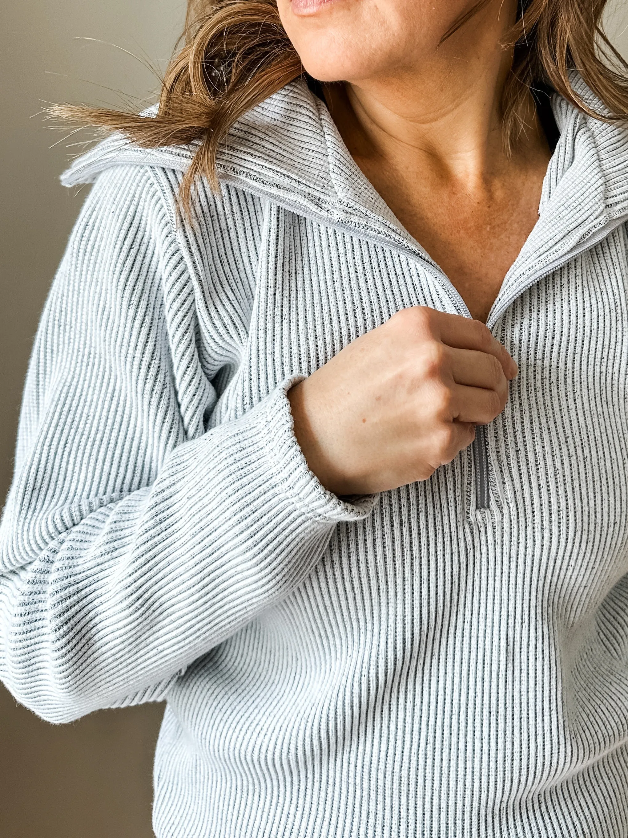 Ribbed Half-Zip Pullover