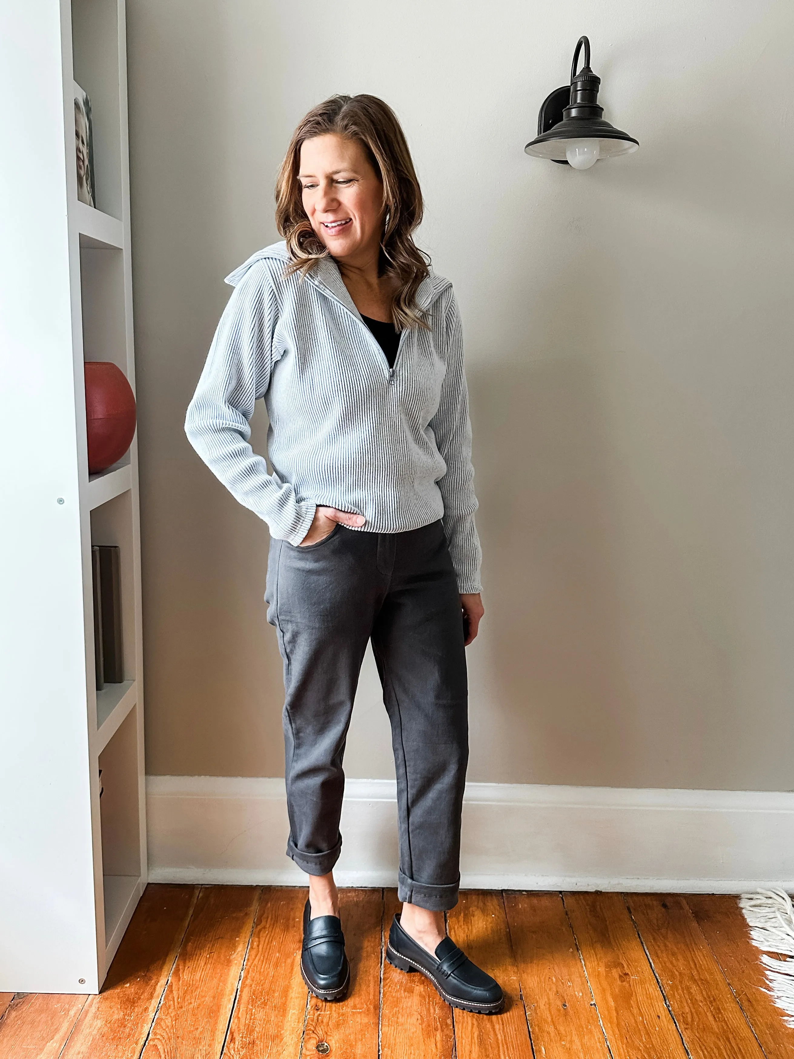 Ribbed Half-Zip Pullover