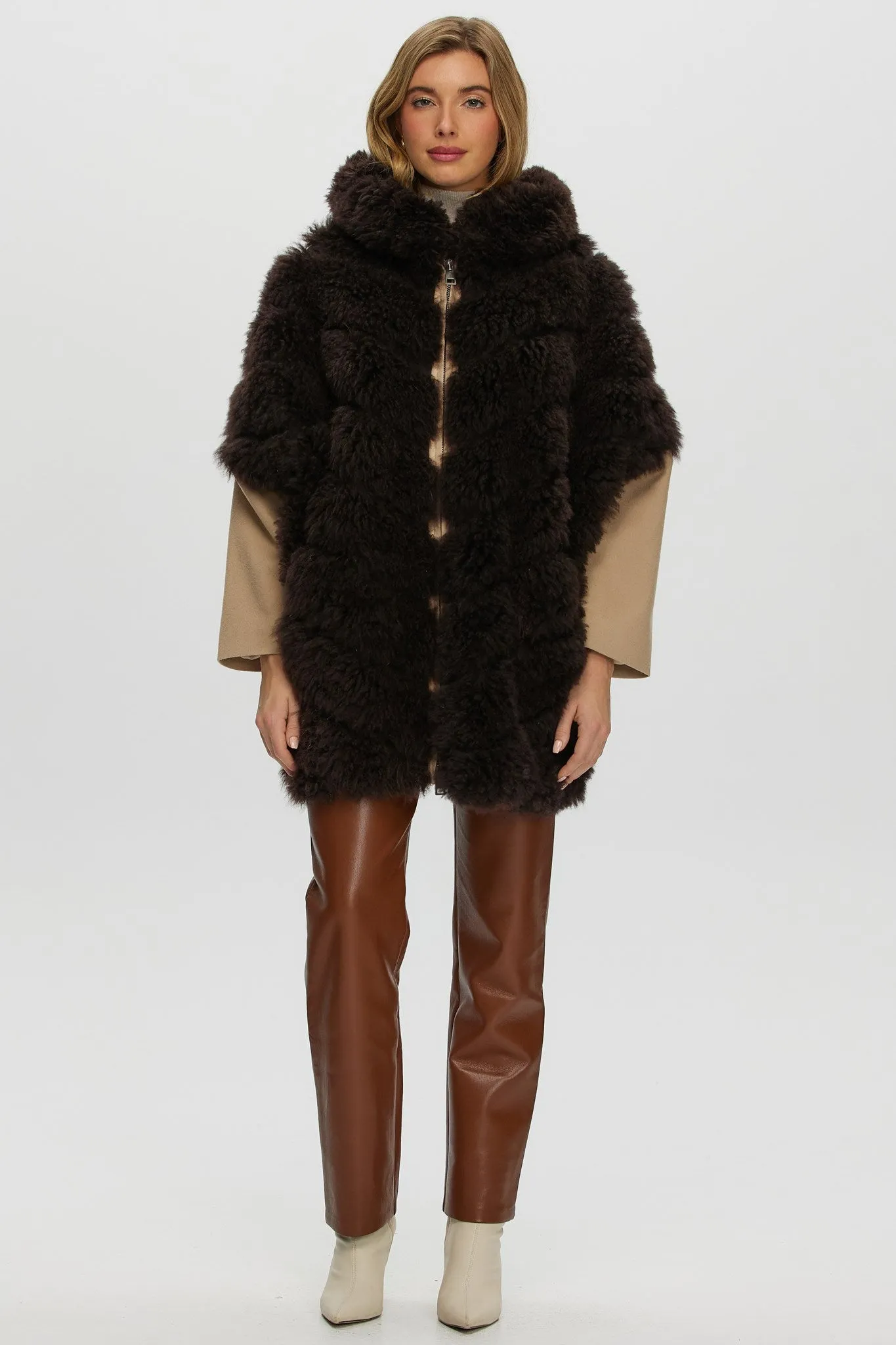 Select Cashmere Goat Diagonal Parka with Loro Piana Cashmere Sleeves and Back