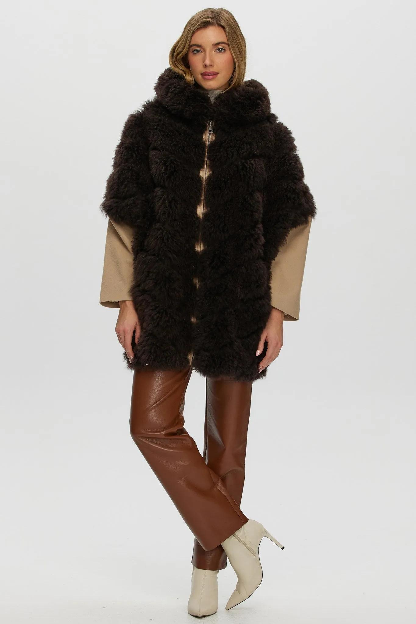 Select Cashmere Goat Diagonal Parka with Loro Piana Cashmere Sleeves and Back
