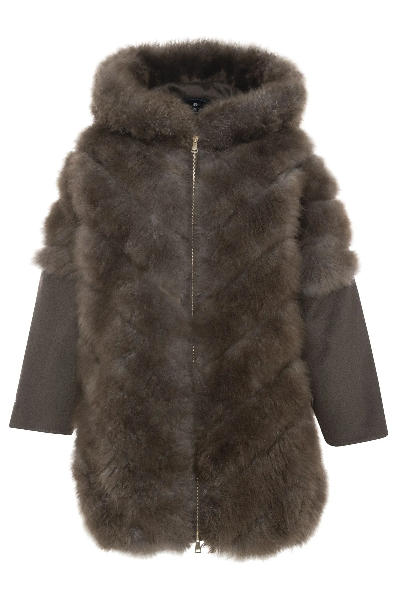 Select Cashmere Goat Diagonal Parka with Loro Piana Cashmere Sleeves and Back