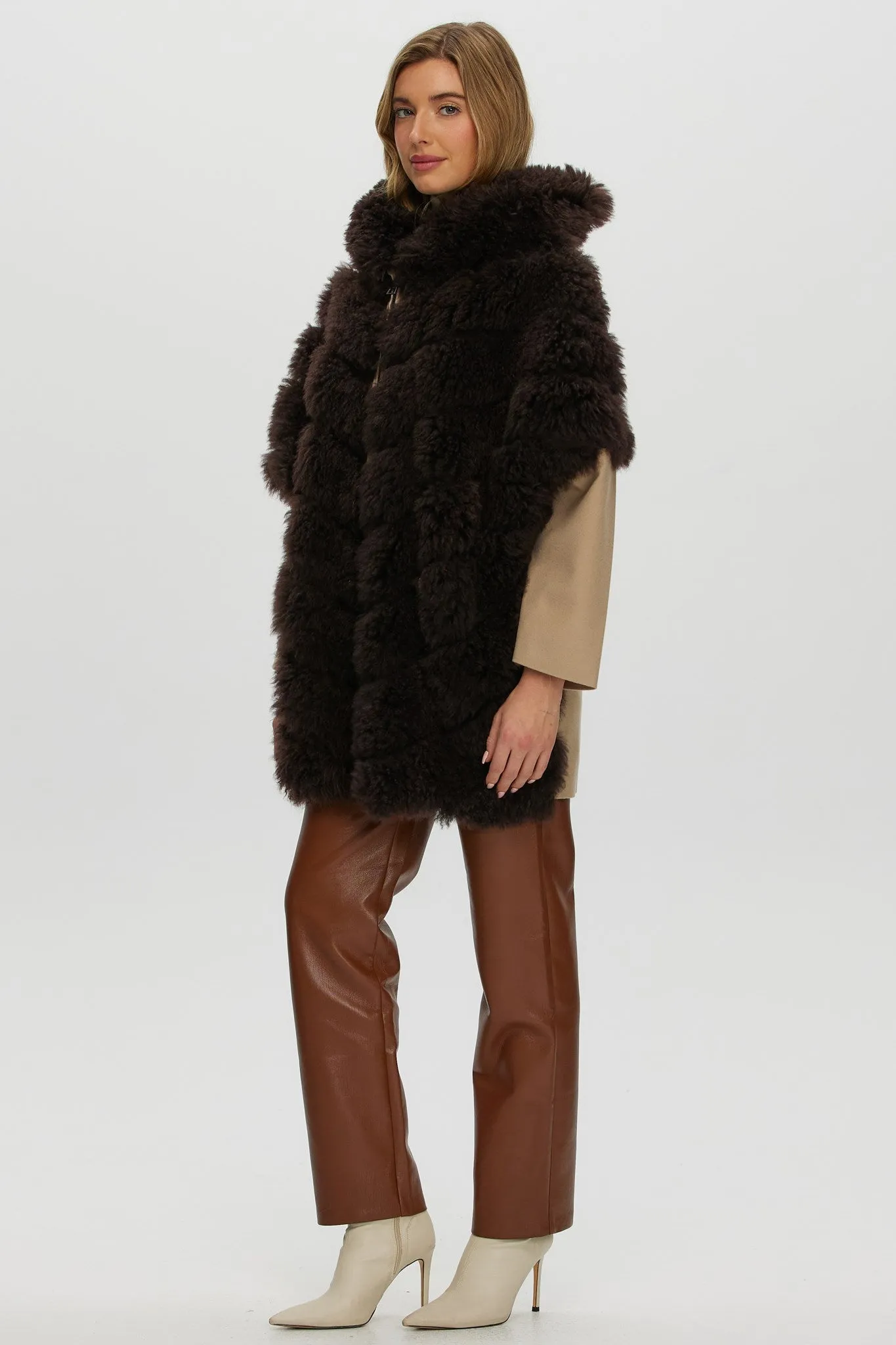 Select Cashmere Goat Diagonal Parka with Loro Piana Cashmere Sleeves and Back