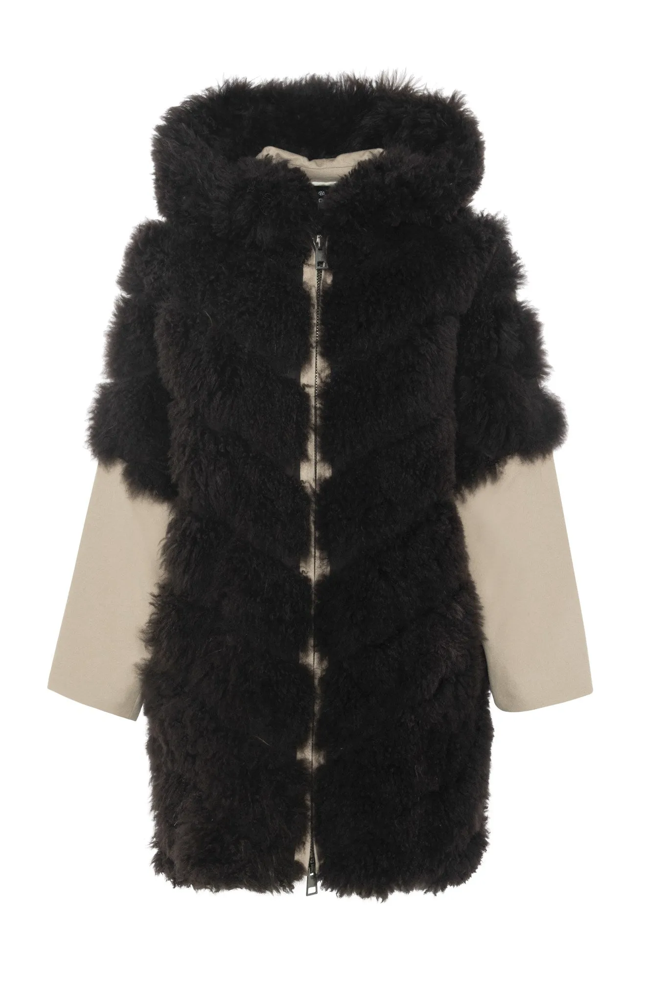 Select Cashmere Goat Diagonal Parka with Loro Piana Cashmere Sleeves and Back