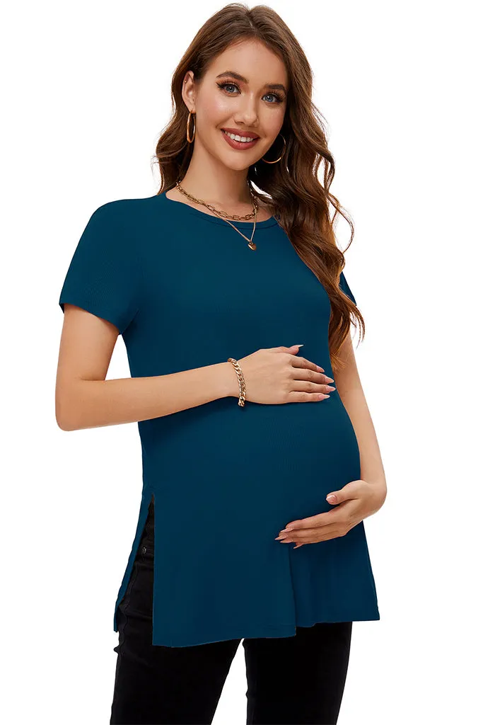 Smallshow Split Hem Ribbed Maternity Top