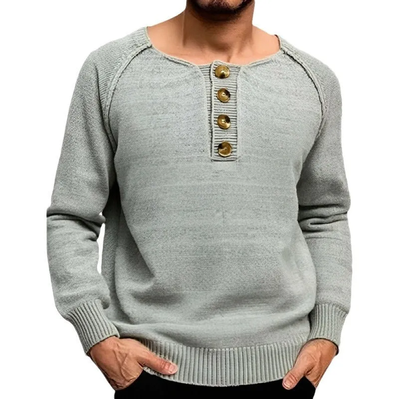 Solid Color Long Sleeve Base Lightweight Sweater for Men