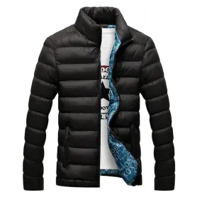 Stand Collar Solid Thick Jacket