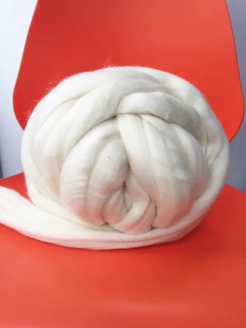 Super Chunky 100% Merino Wool Yarn, Pearl White