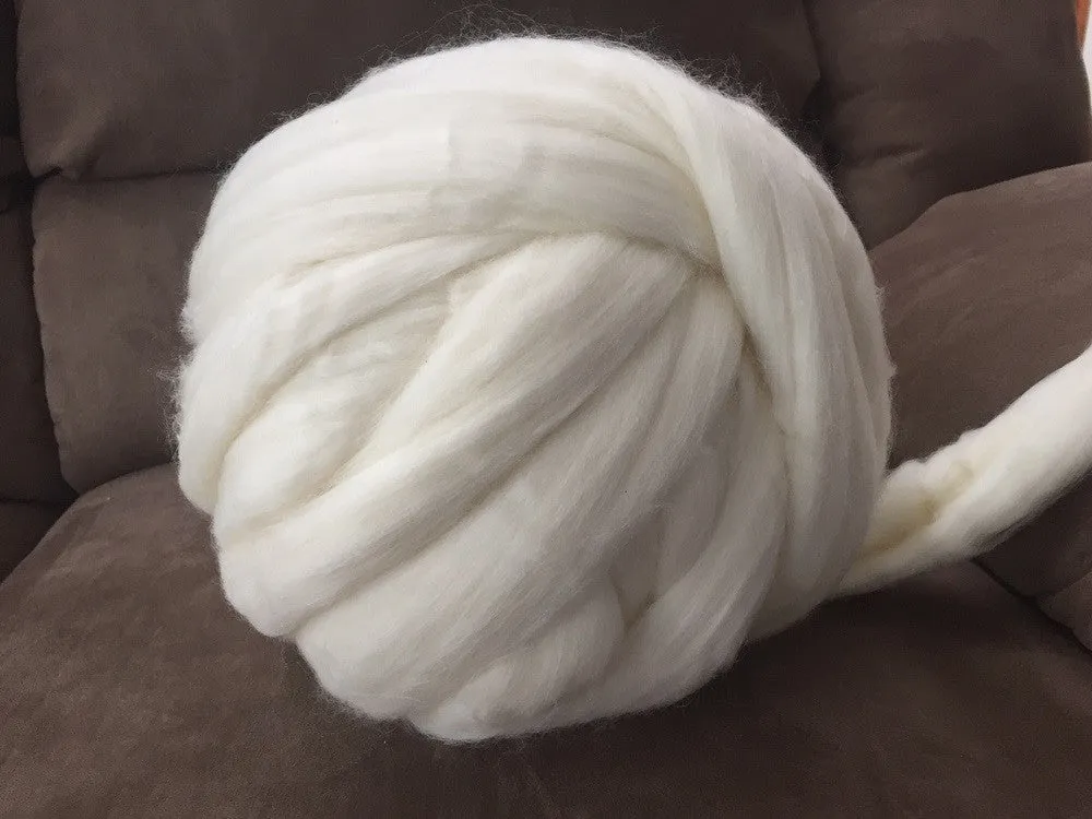 Super Chunky 100% Merino Wool Yarn, Pearl White