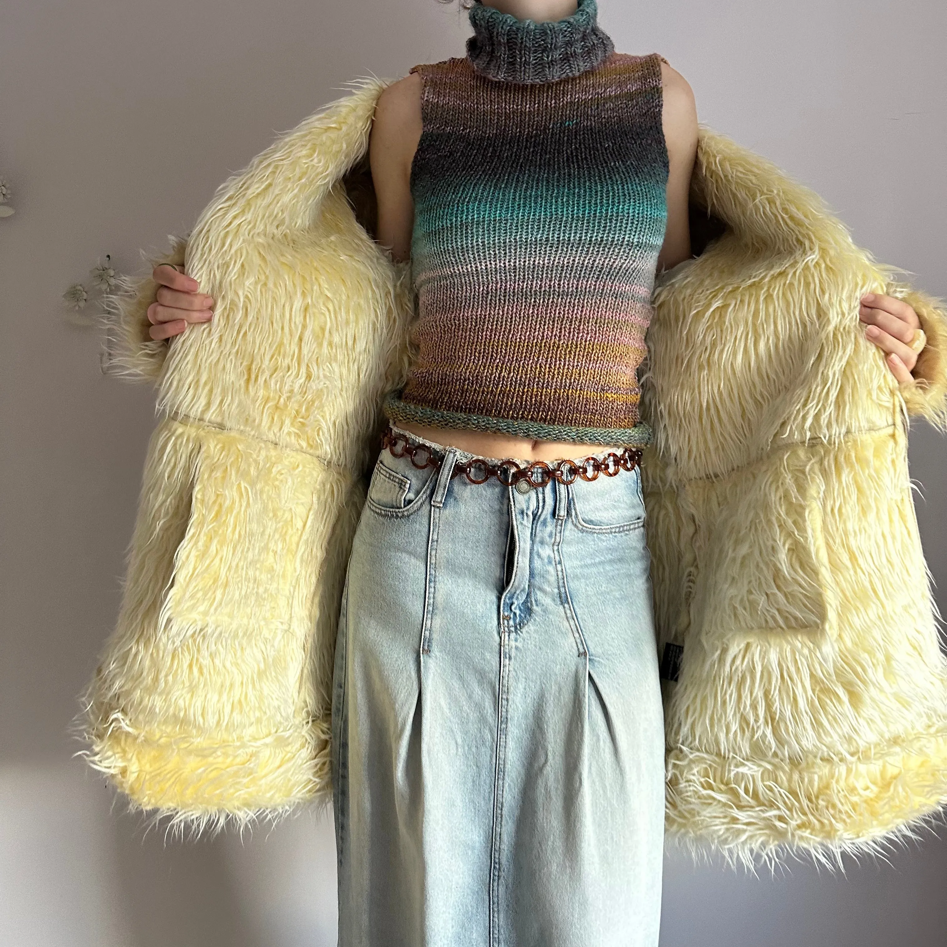 The Alba Vest - striped ombré turtleneck knit vest