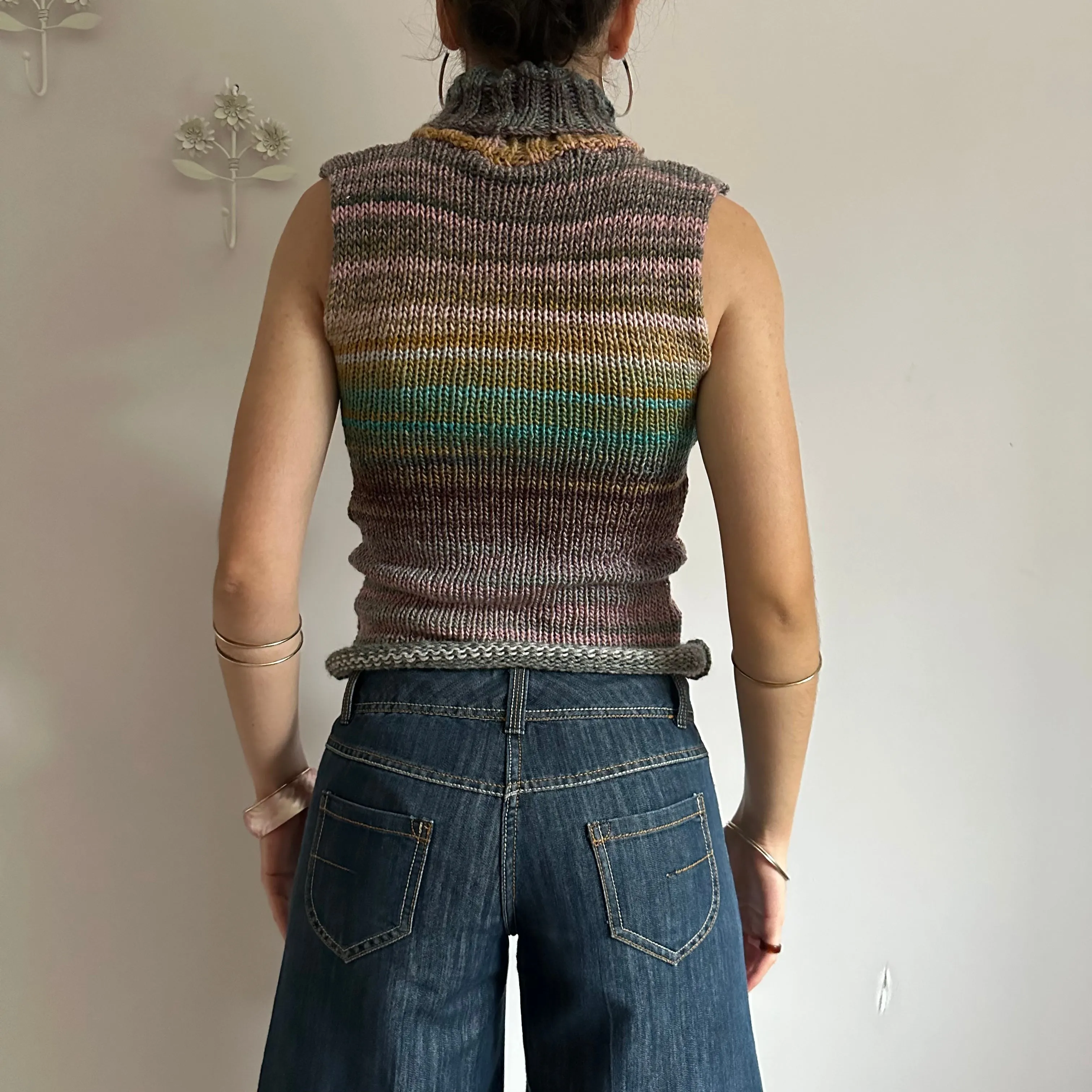 The Alba Vest - striped ombré turtleneck knit vest