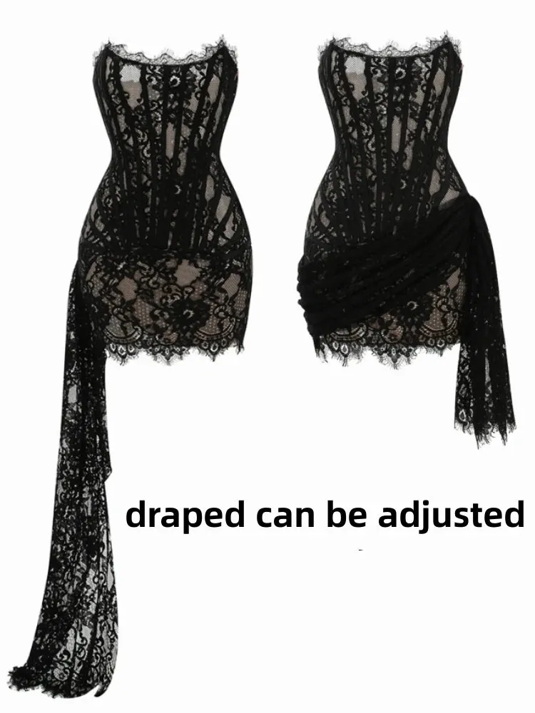 Trendy Strapless Corset Mini Lace-up Party Dress