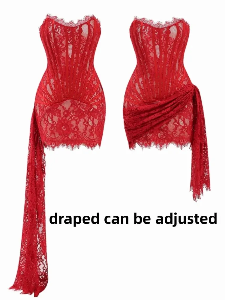 Trendy Strapless Corset Mini Lace-up Party Dress
