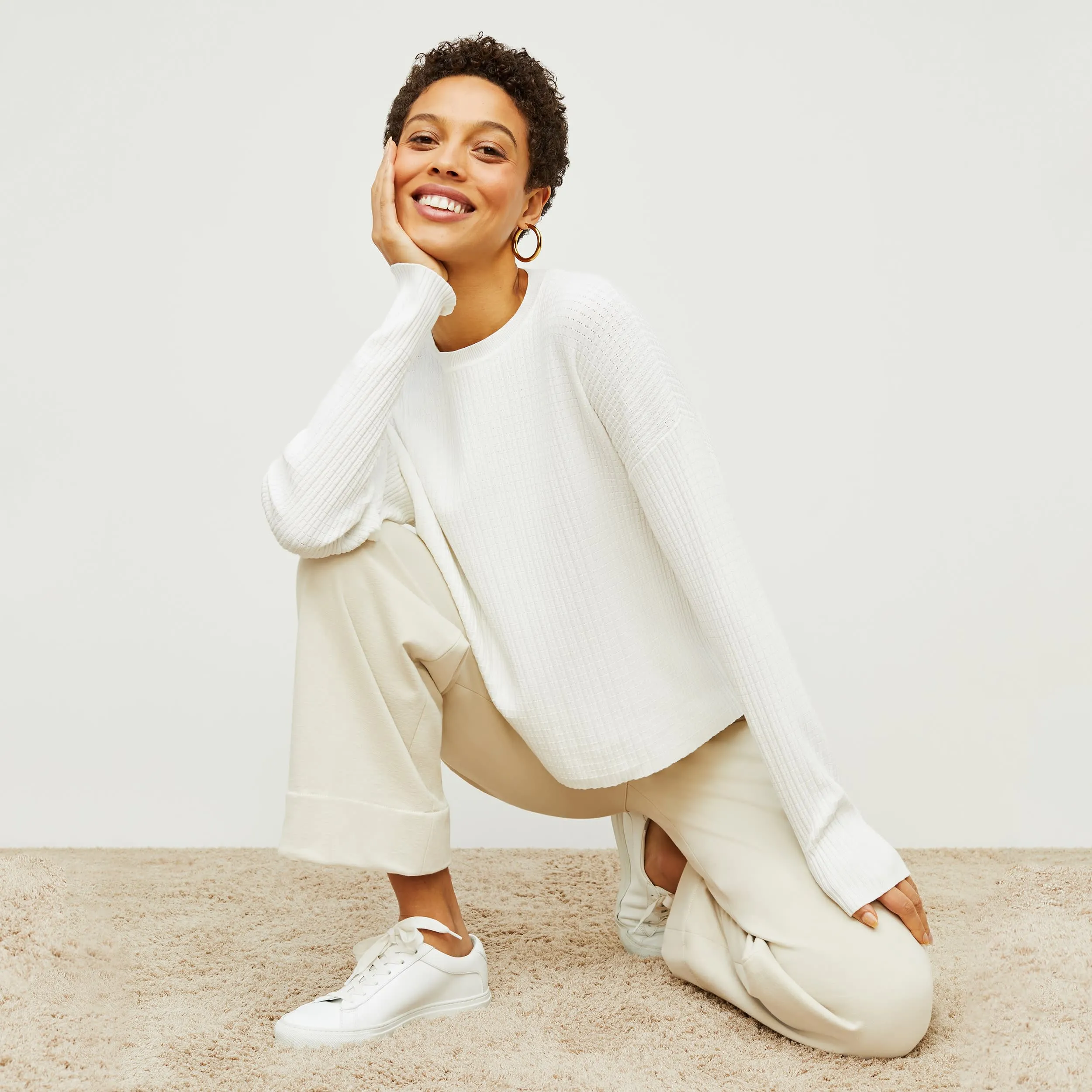 Tyler Pullover - Geo Micro Knit :: Ivory