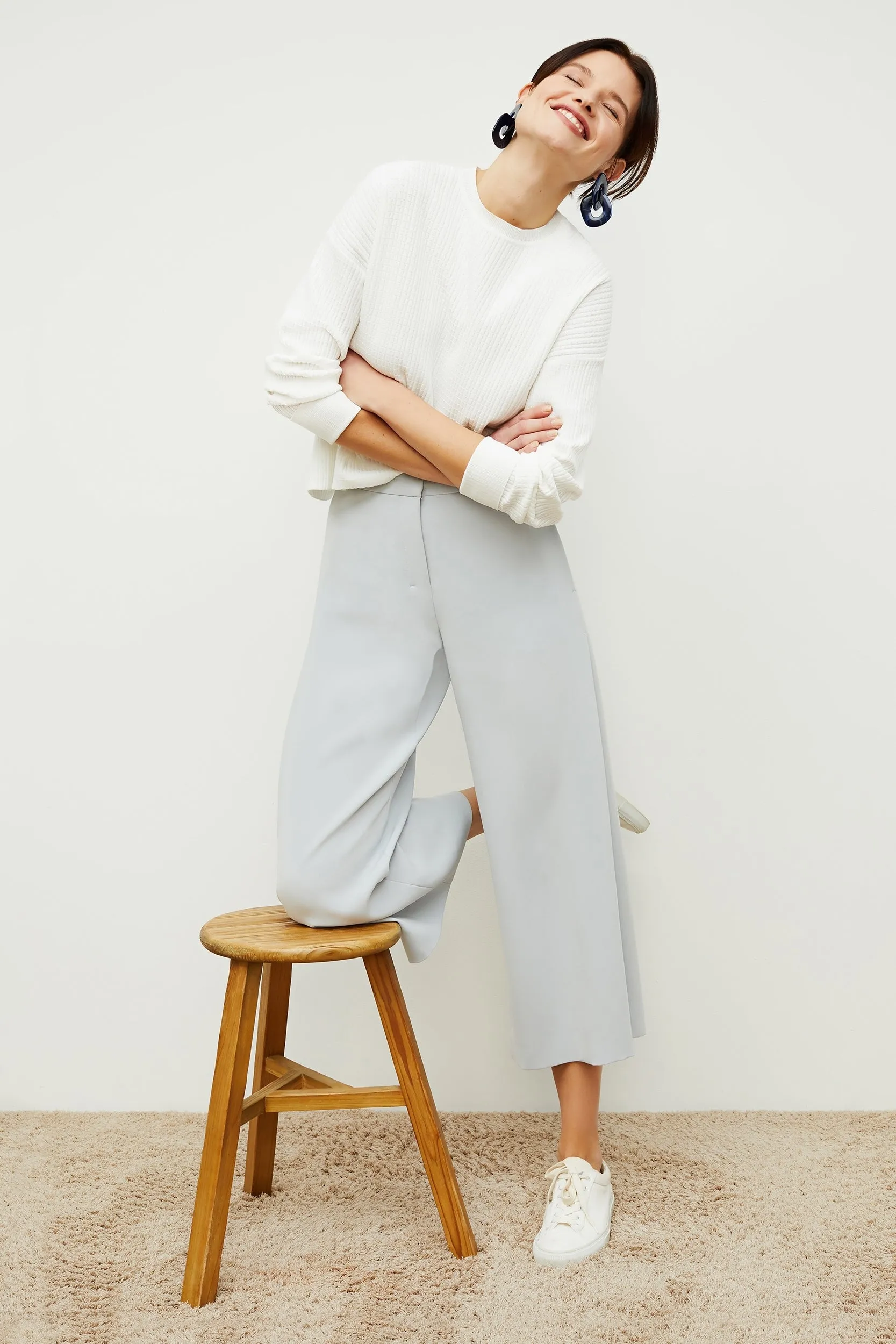 Tyler Pullover - Geo Micro Knit :: Ivory