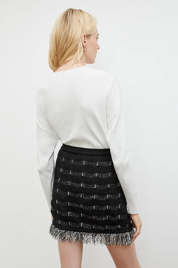 Tyler Pullover - Geo Micro Knit :: Ivory