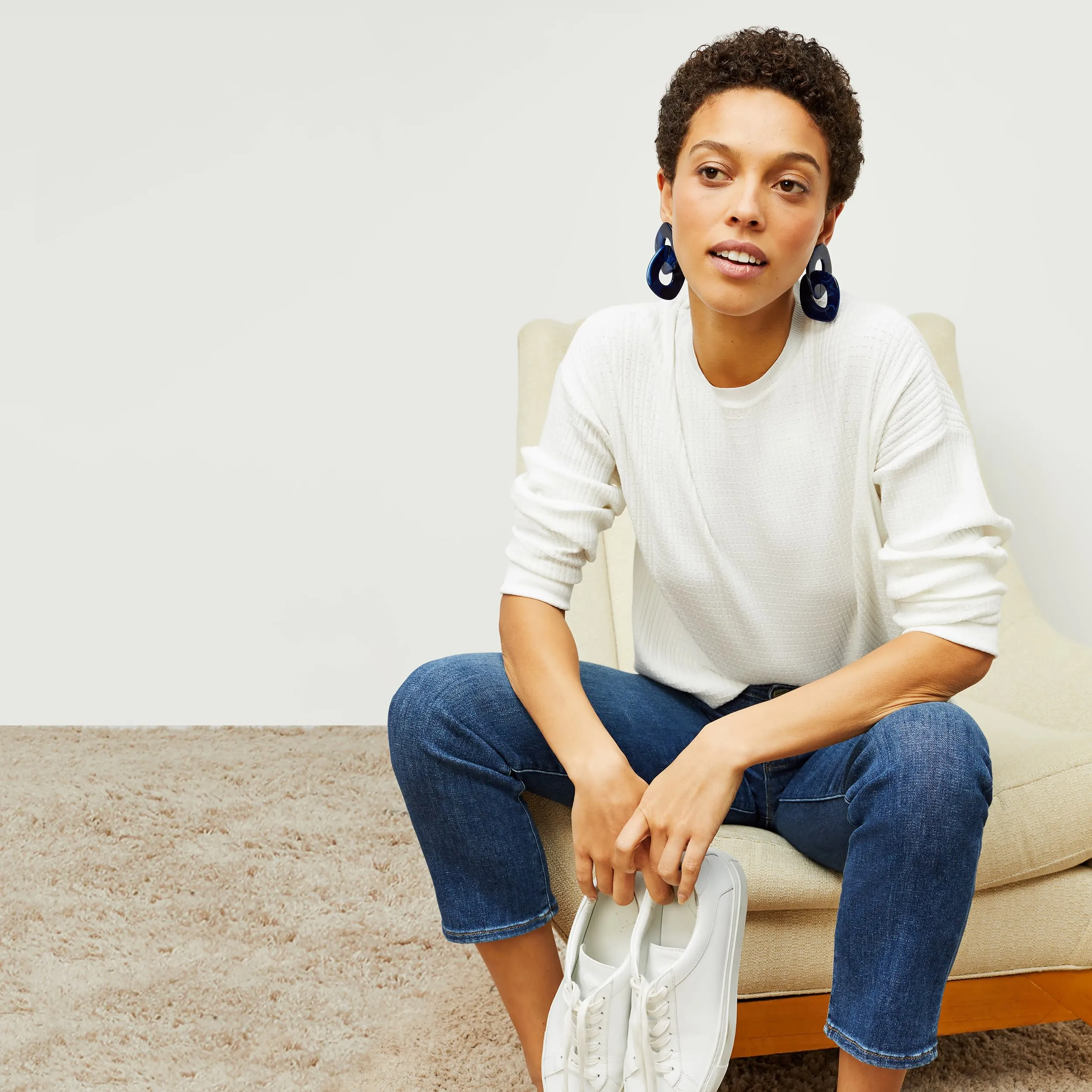 Tyler Pullover - Geo Micro Knit :: Ivory
