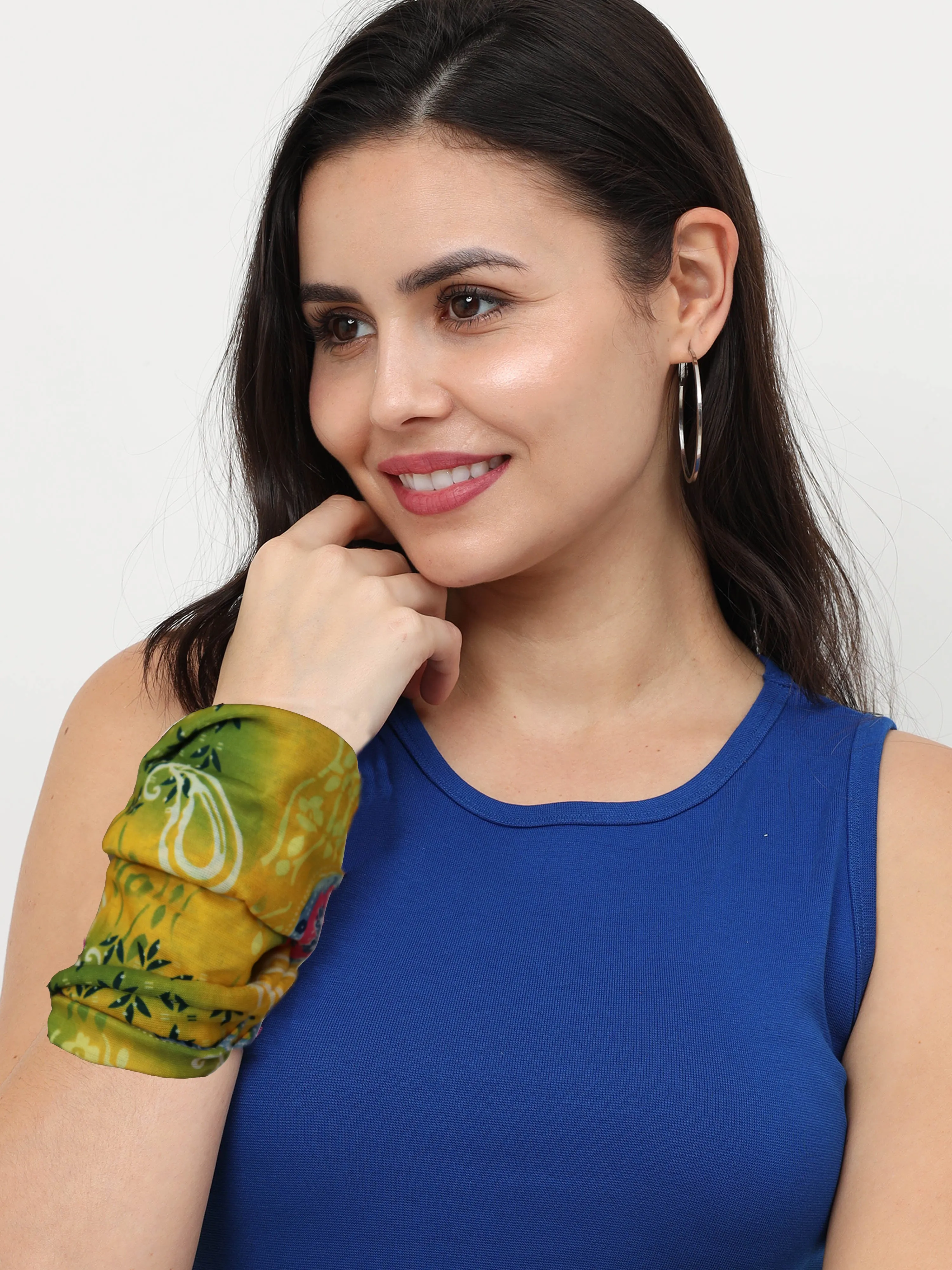 UrGear Men Women Unisex Adults and Kids Yellow Printed Bamboo Anti Microbial Multipurpose FREE SIZE Bandana