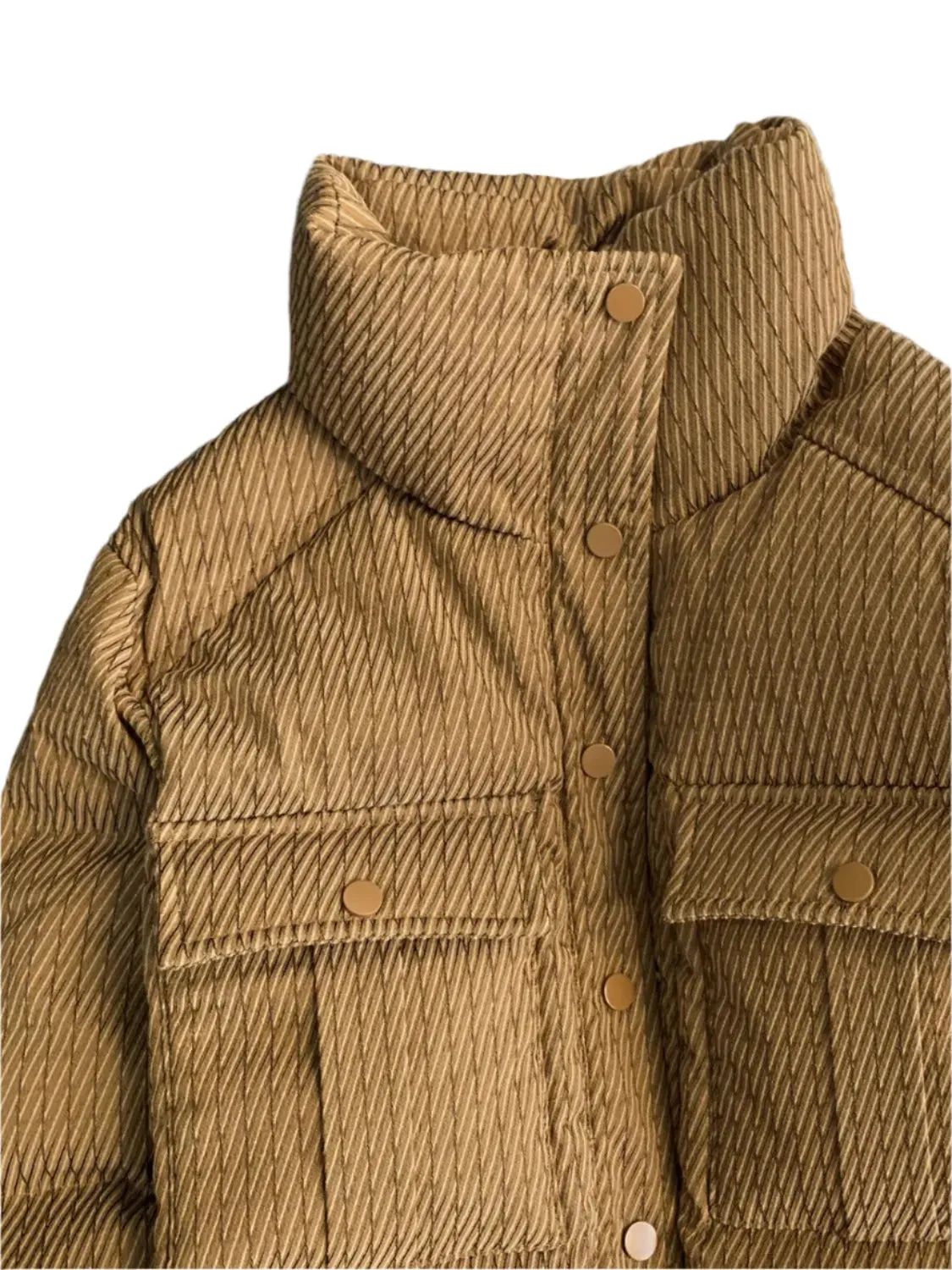 Women’s Winter Cotton Padded Parka – Casual Loose-Fit Thick Khaki Jacket with Pockets, Zipper Closure Long Sleeve Puffy Coat