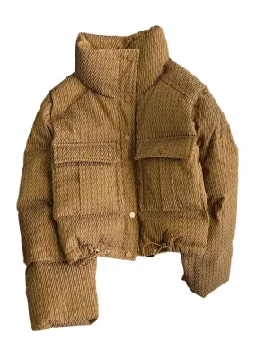 Women’s Winter Cotton Padded Parka – Casual Loose-Fit Thick Khaki Jacket with Pockets, Zipper Closure Long Sleeve Puffy Coat